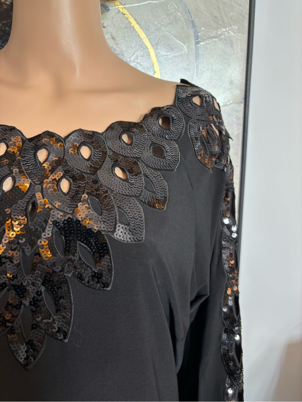 cleo Black Long Sleeve Embellished Cocktail Dress - Picture 6 of 15